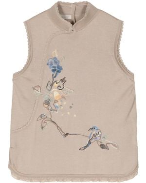Shiatzy Chen Chaleco De Punto Con Bordado Floral - Neutro
