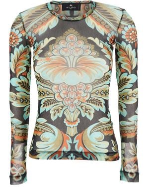 Etro Mesh Printed Top - Green
