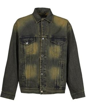 Song For The Mute Faded-Effect Denim Jacket - Green