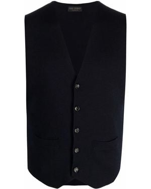 Dell'Oglio V-Neck Fine-Knit Vest - Blue