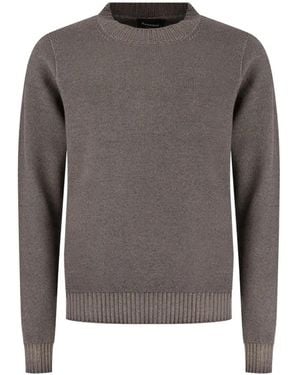 AROVESCIO Crew-Neck Ribbed-Trim Jumper - Grey
