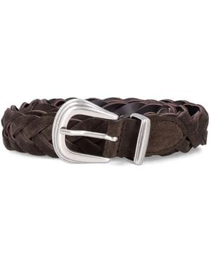 Fabrizio Mancini Braided Leather Belt - White