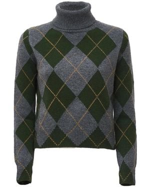 Be You Argyle-Knit Cashmere Sweater - Green