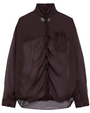 MSGM Doorzichtige Blouse Met Ruches - Paars