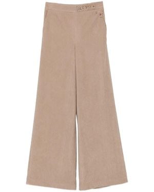 Bye Pantaloni A Coste Con Ricamo - Neutro