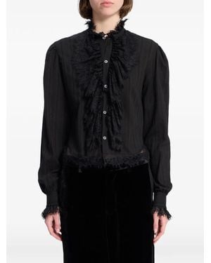 Ann Demeulemeester Lace-Trimmed Ruffled Shirt - Black