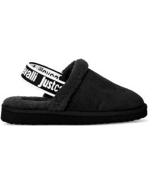 Just Cavalli Lammy Slippers Met Logoband - Zwart