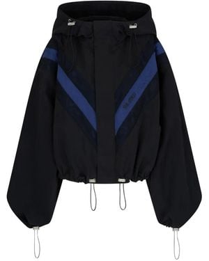 The Attico Logo-Detail Hooded Bomber Jacket - Blue