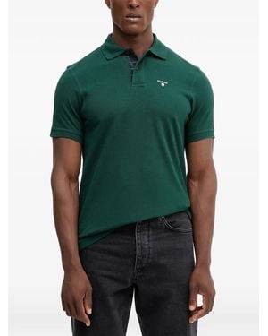 Barbour Tartan Pique Checked-Trim Polo Shirt - Green