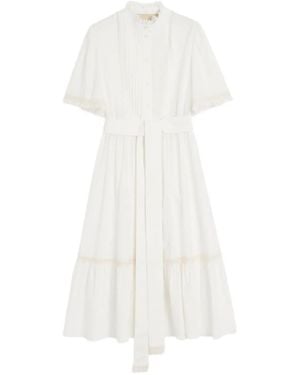 Valentino Garavani High-Neck Button-Up Midi Dress - White