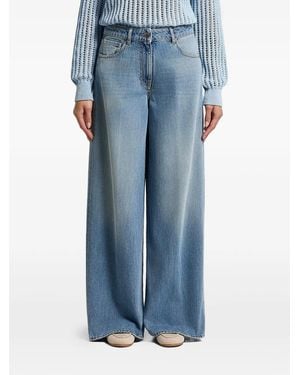 Peserico Pocket Wide-Leg Jeans - Blue