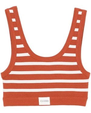 Closed Striped Bralette - Red