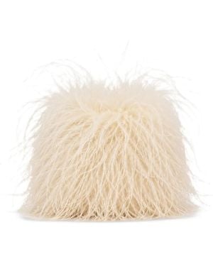 Yves Salomon Feather-Embroidered Clutch Bag - Natural