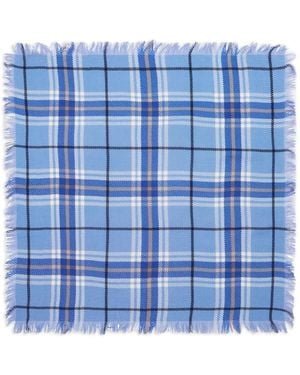 Bompard Tartan Fringed Mini Square - Blue