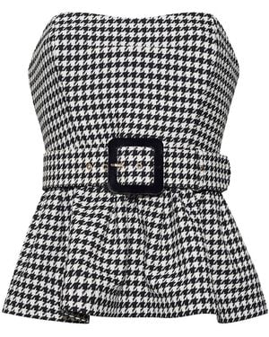 Cara Cara Haut Péplum Tilda À Motif Pied De Poule - Noir