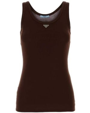 Prada Gestreept Tanktop - Bruin