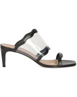 Red(V) Slip-On-Style Sandals - White