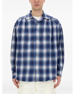 A.I.E. Plaid-Check Cotton Shirt - Blue