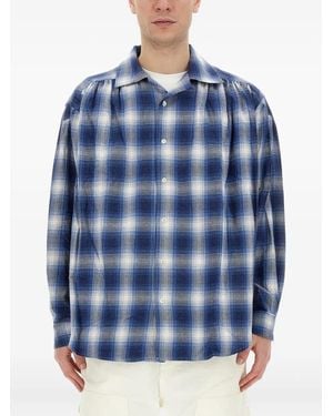 A.I.E. Plaid-Check Cotton Shirt - Blue