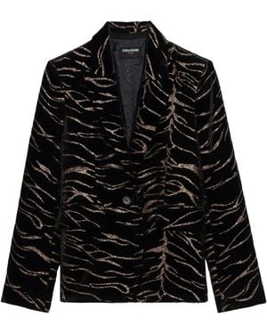 Zadig & Voltaire Vavy Tiger-Stripe Velvet Blazer - Black