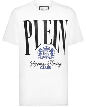 Philipp Plein Strass Cars Racing Tシャツ - ホワイト