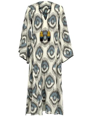 Punicana Tassel-Embellished Ikat-Print Maxi Dress - White