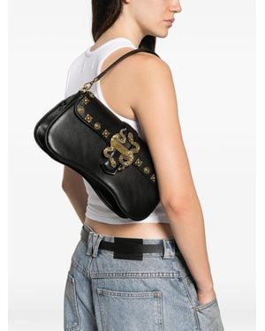Just Cavalli Snake-Plaque Studded Shoulder Bag - Black
