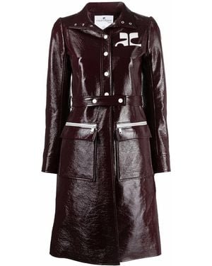 Courreges ロゴアップリケ トレンチコート - パープル