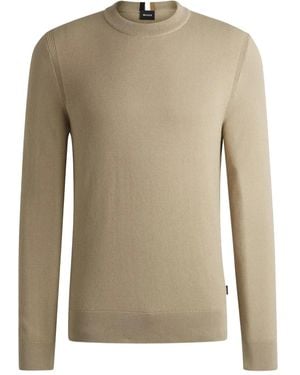 BOSS Textured cotton sweater - Natur