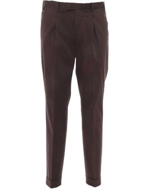 PT Torino Pleated Flap-Pockets Trousers - Brown