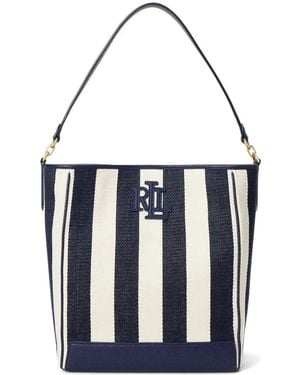 Ralph Lauren Striped Logo Bucket Bag - Blue
