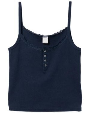 AAPE BY A BATHING AP Button-Front Laced Camisole - Blue