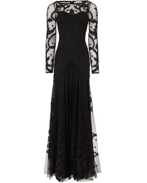 Temperley London Francine Tattoo Floral-Embroidered Tulle Dress - Black