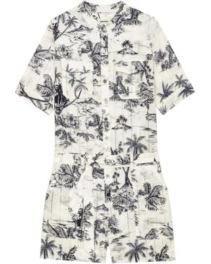 Zadig & Voltaire Tropical Island-Print Playsuit - Gray
