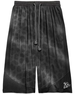Triple Sevens Leopard-Print Drawstring Shorts - Grey