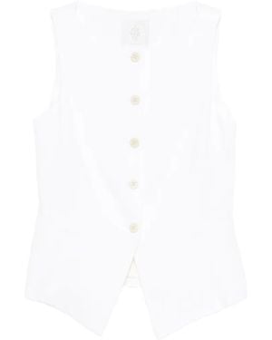 Eleventy Button Waistcoat - White