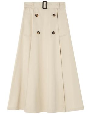 Burberry Gabardine Trench Midi Skirt - Natural