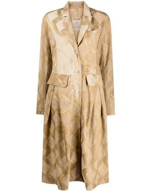 Uma Wang Diamond-Pattern Single-Breasted Coat - Natural