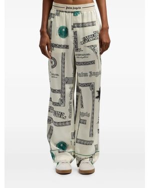 Palm Angels Dollar-Print Elasticated Pajama-Style Pants - Natural