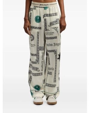 Palm Angels Dollar-Print Elasticated Pajama-Style Trousers - Natural
