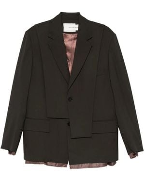 Feng Chen Wang Gelaagde Blazer Met Franje Afwerking - Zwart