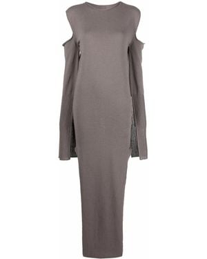 Rick Owens Cape-Sleeve Knit Dress - Gray