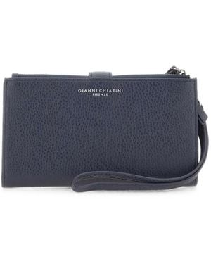 Gianni Chiarini Dollaro Pebbled Leather Wallet - Blue