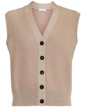 Brunello Cucinelli Sparkling Rib Vest - Natural