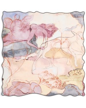 Lemaire Aquarel-Print Square Scarf - Pink