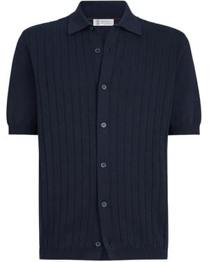 Brunello Cucinelli Ribbed Knit Shirt - Blue