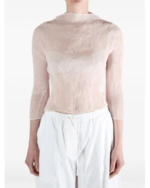 Issey Miyake High-Neck Top - White