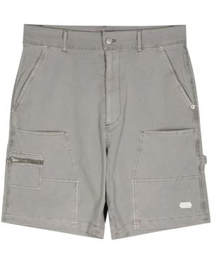 Izzue Logo-Plaque Stretch-Cotton Shorts - Grey