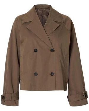 SELECTED Double-Breasted Jacket - Brown