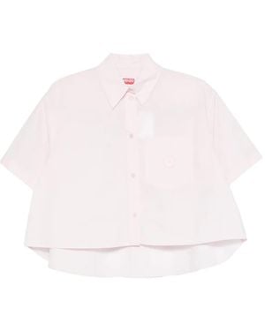 KENZO Logo-Patch Cotton Shirt - Pink